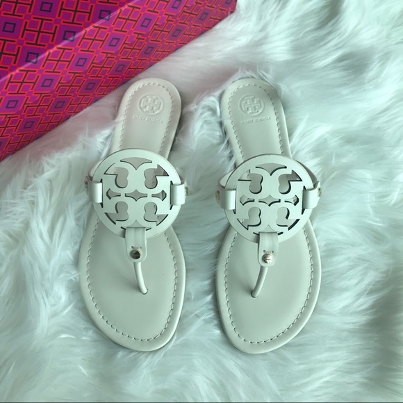 NEW IN BOX TORY BURCH MILLER SANDALS BLEACH - Picture 2 of 12
